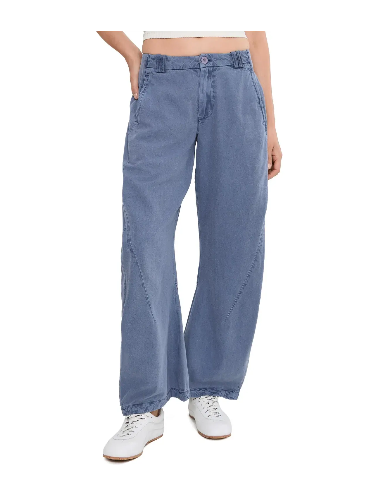 Брюки-чиносы Spotlight Washed Barrel Free People — изображение 1 из 5, серый
