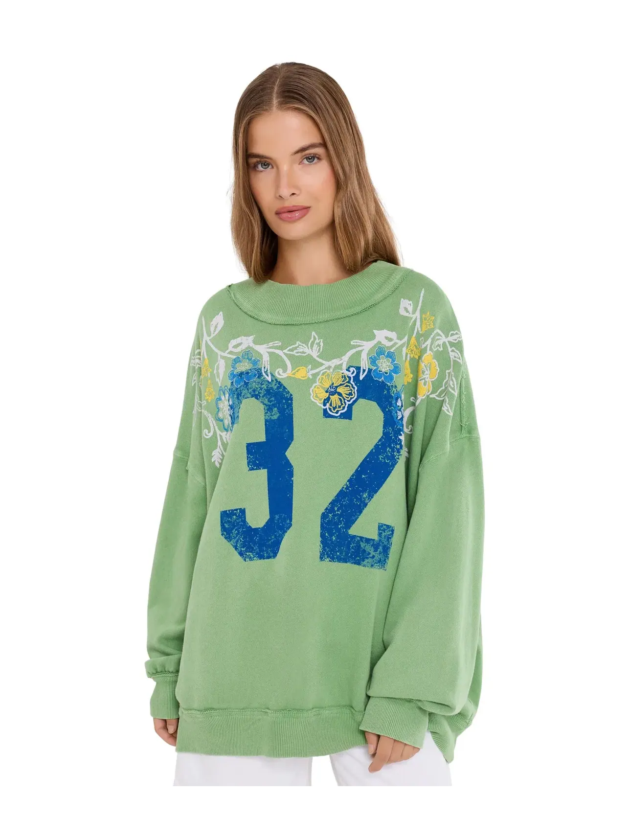 Толстовка We The Free Palm Spring Turtleneck Graphic Pullover Free People — изображение 1 из 5, зеленый