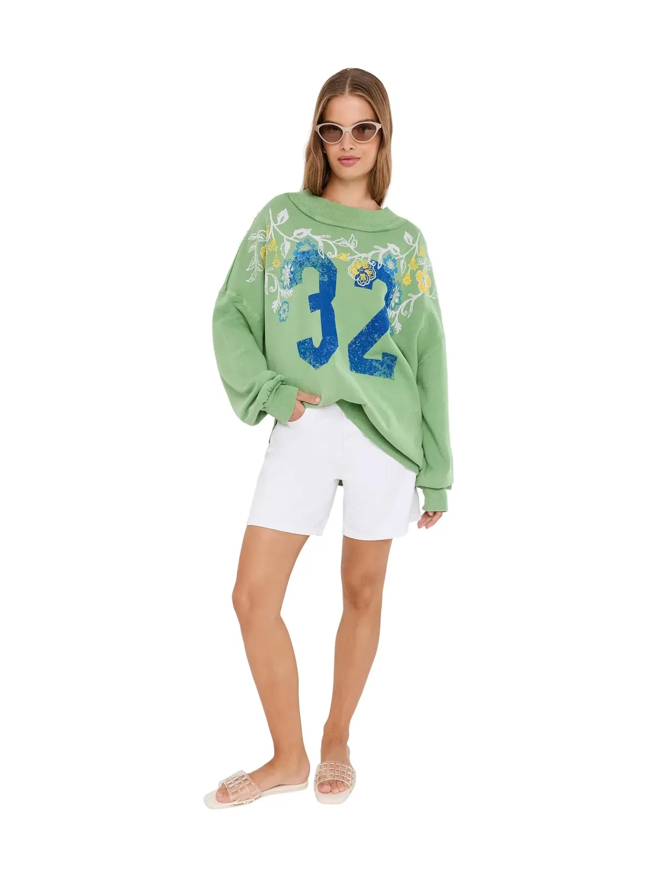 Толстовка We The Free Palm Spring Turtleneck Graphic Pullover Free People — изображение 2 из 5, зеленый