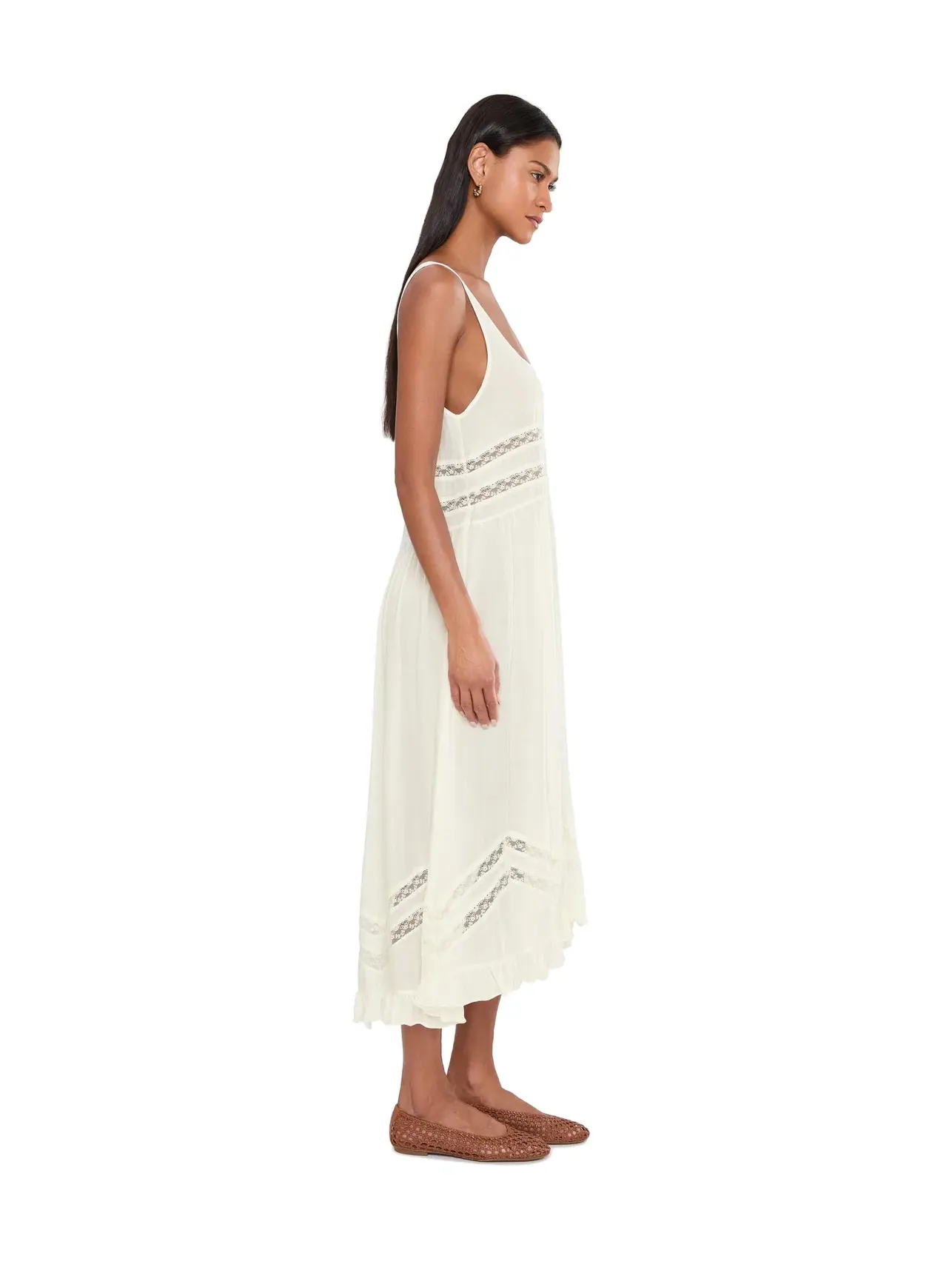 Платье миди из вуали и кружева Voile And Lace Midi Free People — изображение 3 из 5, слоновая кость