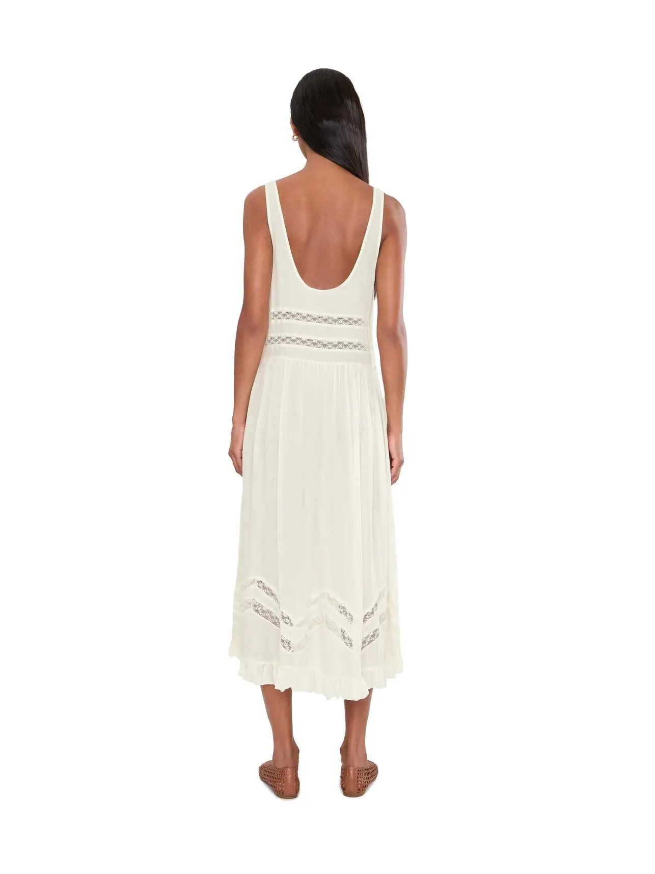 Платье миди из вуали и кружева Voile And Lace Midi Free People — изображение 4 из 5, слоновая кость