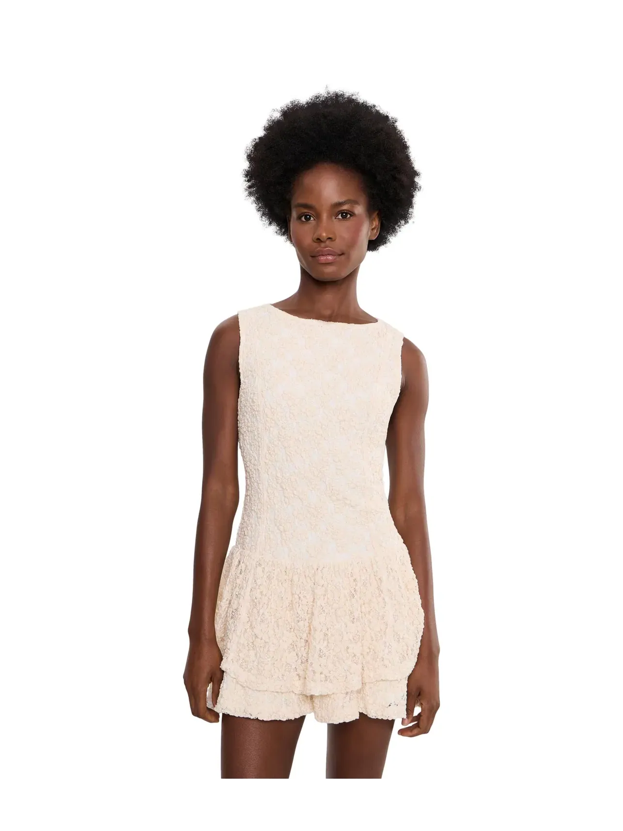 Кружевное мини-платье Slow Burn Lace Mini Free People — изображение 1 из 5, натуральный микс