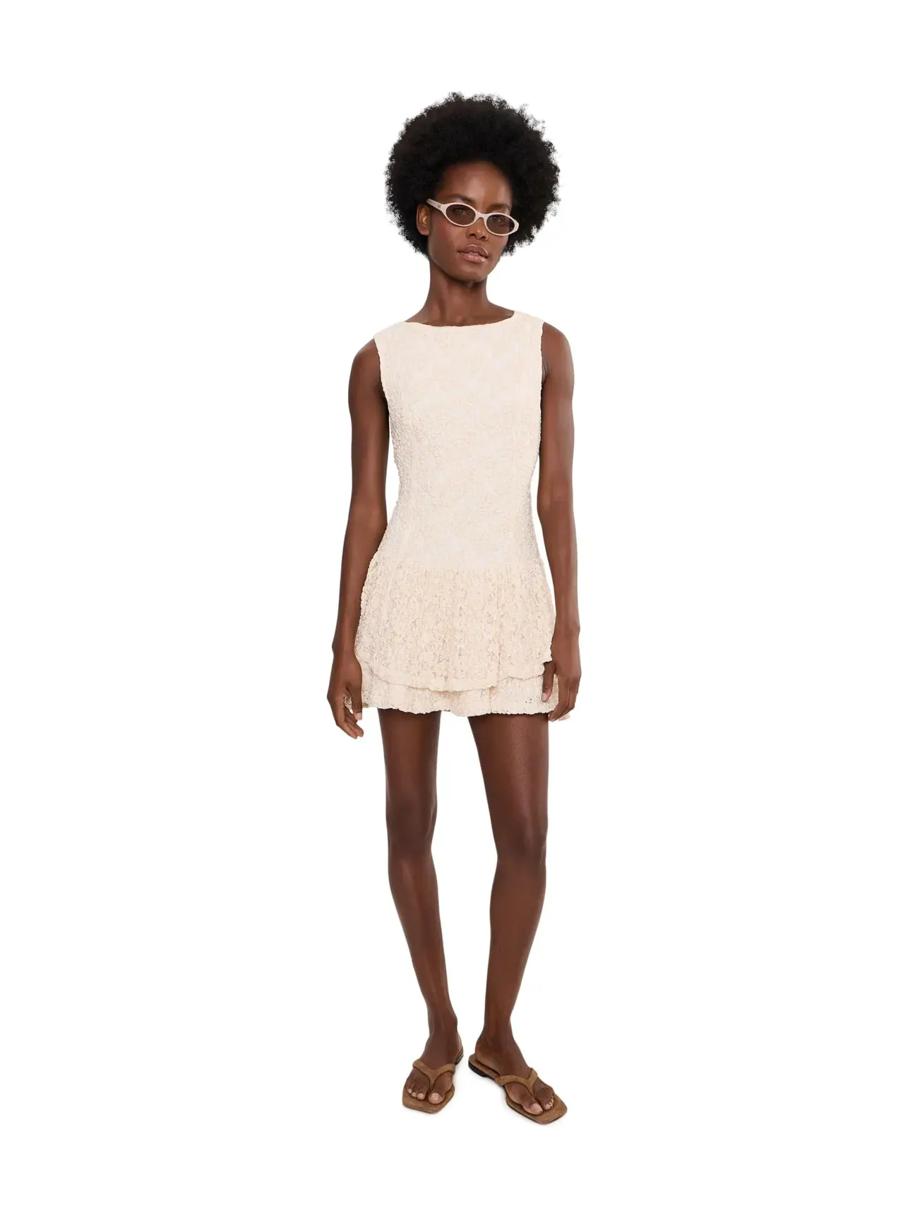 Кружевное мини-платье Slow Burn Lace Mini Free People — изображение 2 из 5, натуральный микс