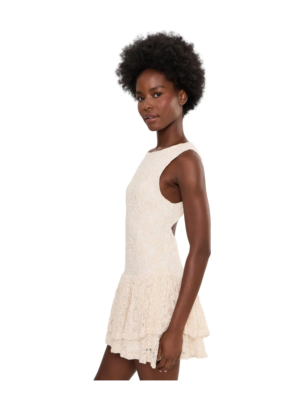 Кружевное мини-платье Slow Burn Lace Mini Free People — изображение 3 из 5, натуральный микс