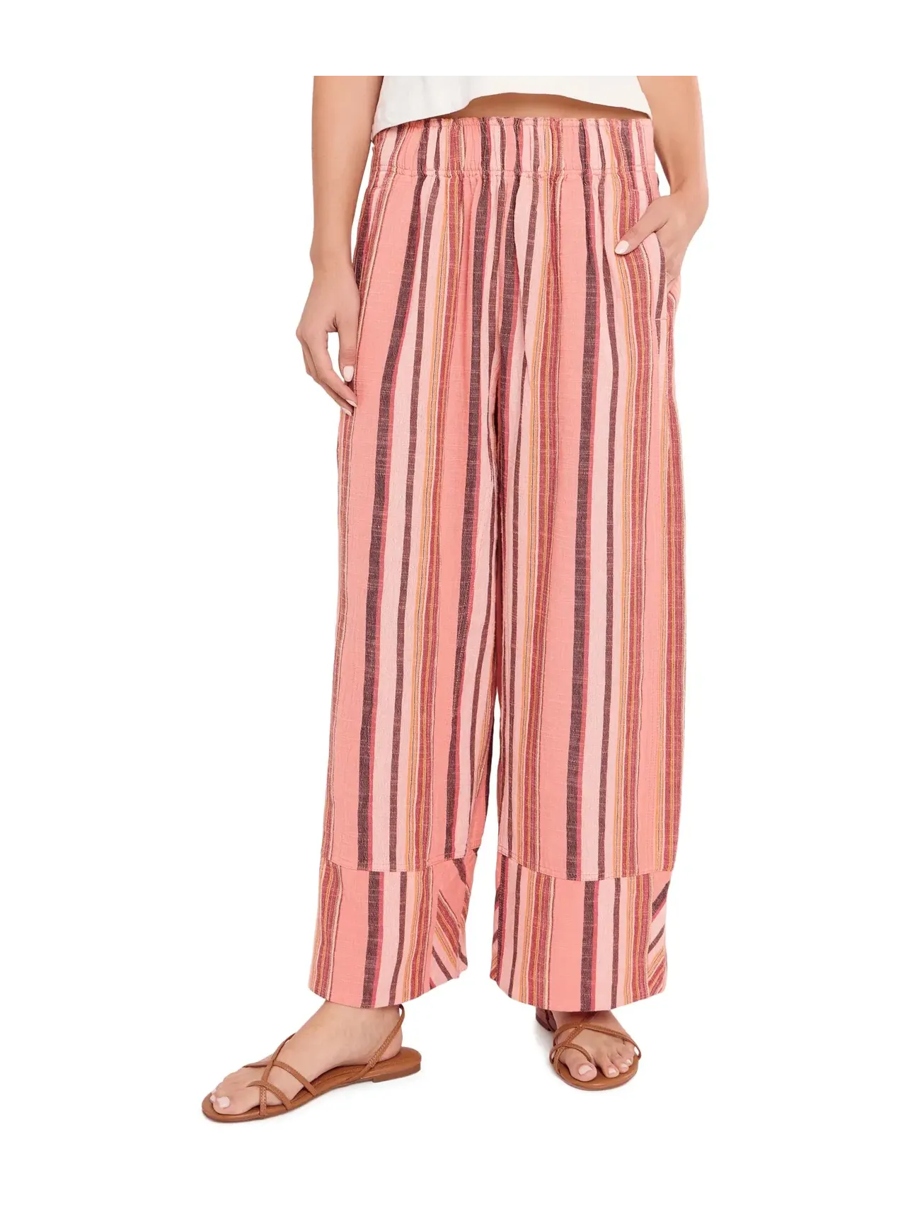 Льняные полосатые брюки Day's End Free People — изображение 1 из 5, комбинированный