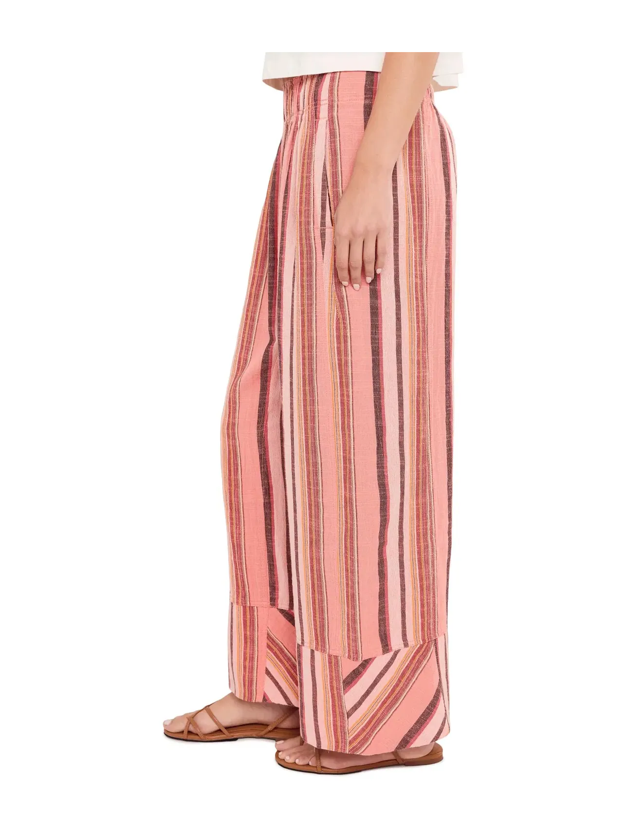 Льняные полосатые брюки Day's End Free People — изображение 3 из 5, комбинированный
