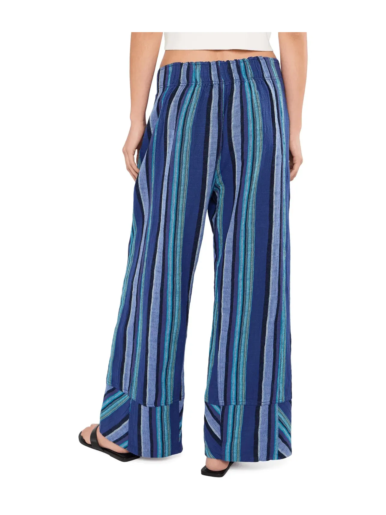 Льняные полосатые брюки Day's End Free People — изображение 4 из 5, темно-синий