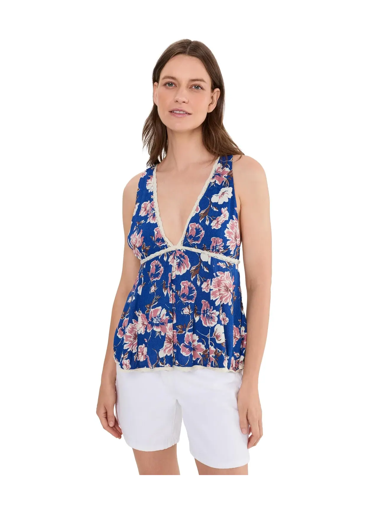Топ-майка с принтом Rome Printed Tank Free People — изображение 1 из 5, темно-синий