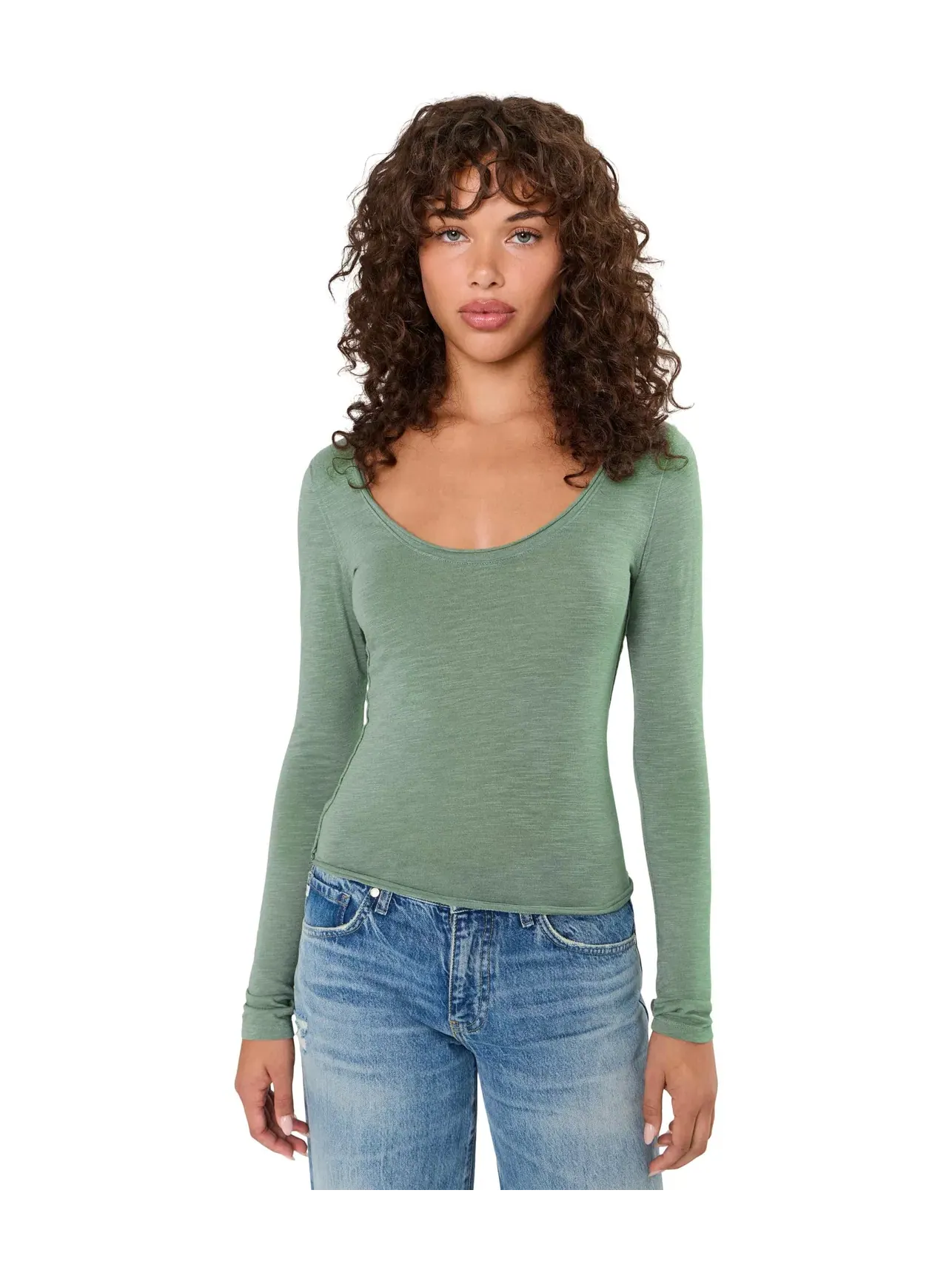 Лонгслив Siren Long Sleeve Free People — изображение 1 из 5, оливковый