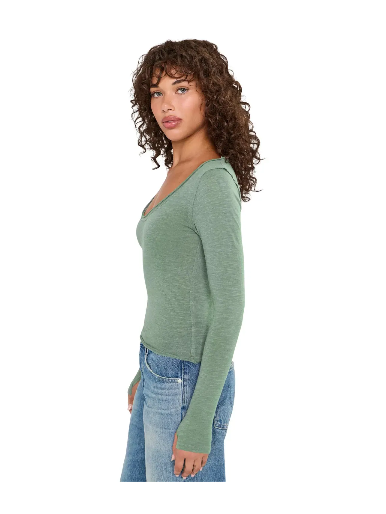 Лонгслив Siren Long Sleeve Free People — изображение 3 из 5, оливковый