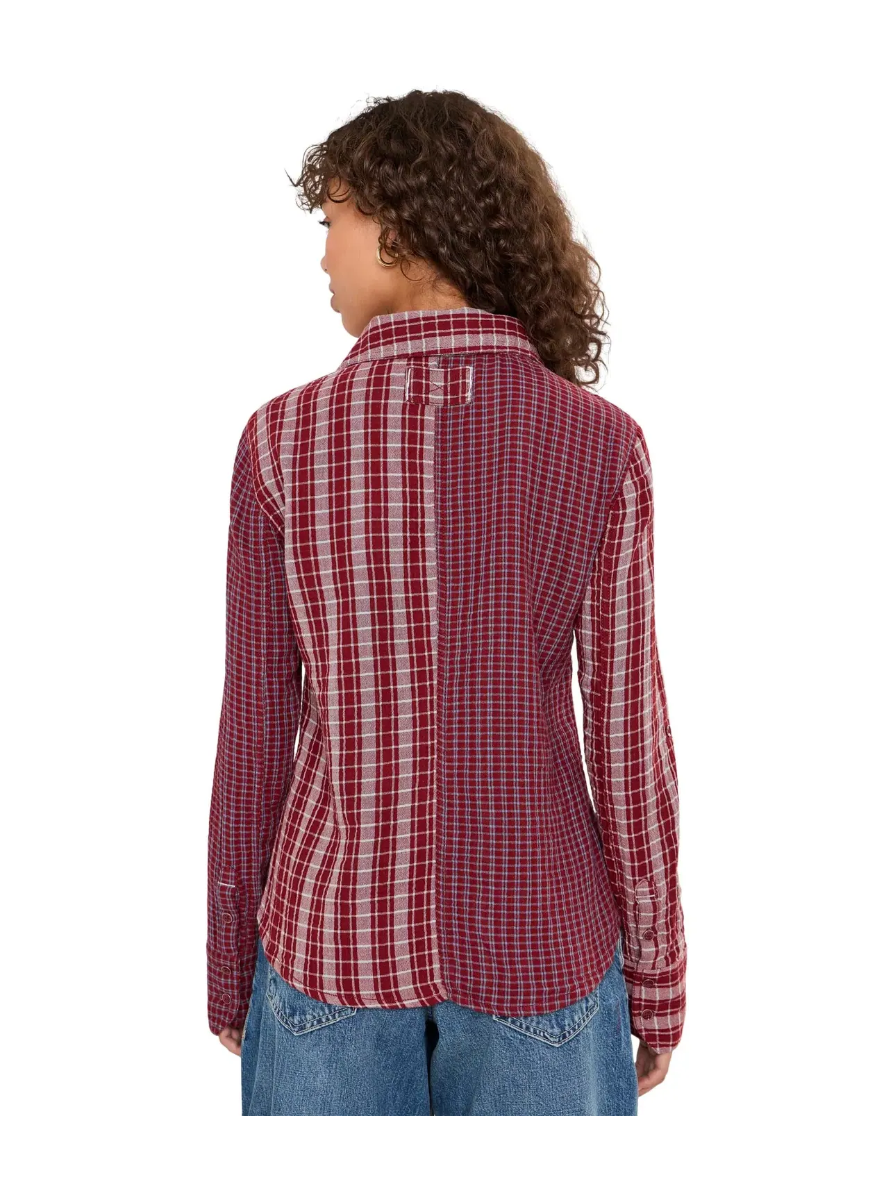 Рубашка в клетку Benny Slim Yarn-Dyed Plaid Free People — изображение 4 из 5, красный