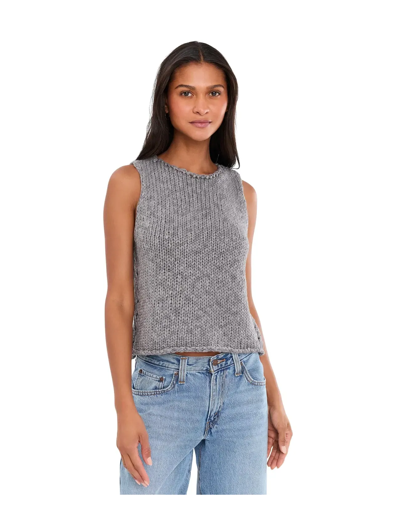 Вязаный топ-майка Opal Knit Tank Free People — изображение 1 из 5, серый