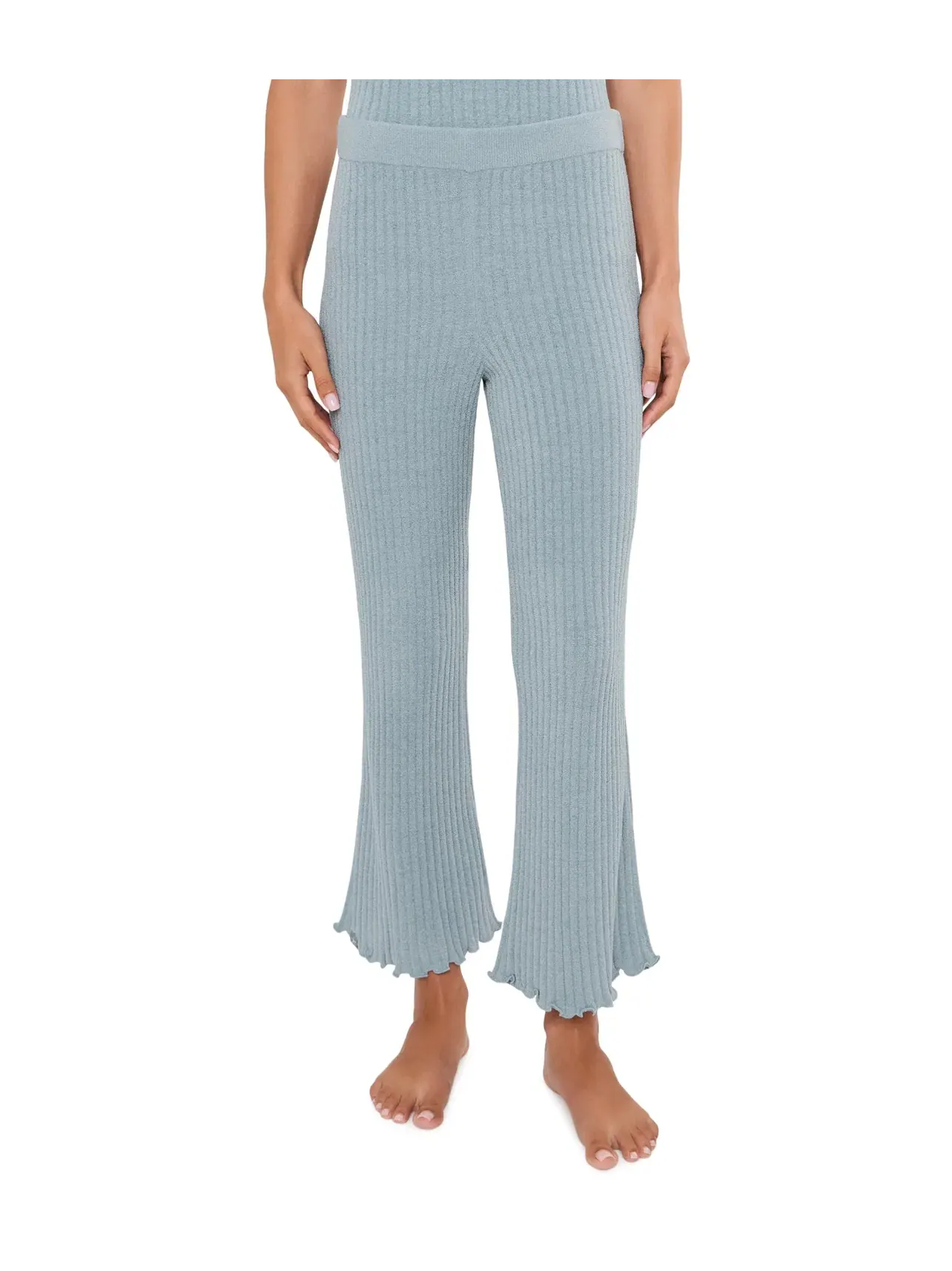 Брюки CozyChic Ultra Lite Petal Edge Rib Kick Flare Ankle Pants Barefoot Dreams — изображение 1 из 5, синий