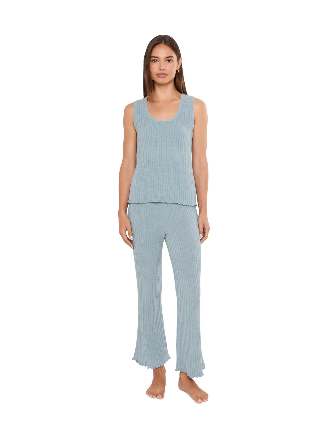 Брюки CozyChic Ultra Lite Petal Edge Rib Kick Flare Ankle Pants Barefoot Dreams — изображение 2 из 5, синий