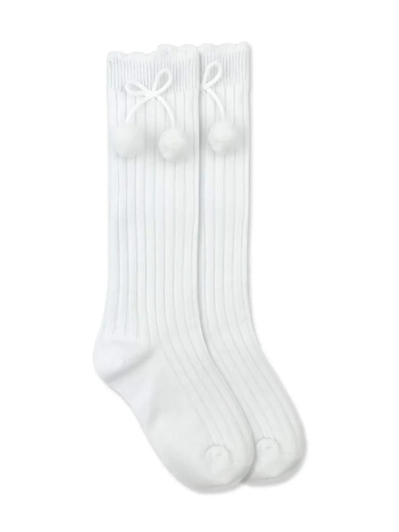 Детские высокие носки с помпонами, 1 пара в упаковке. Jefferies Socks — белый