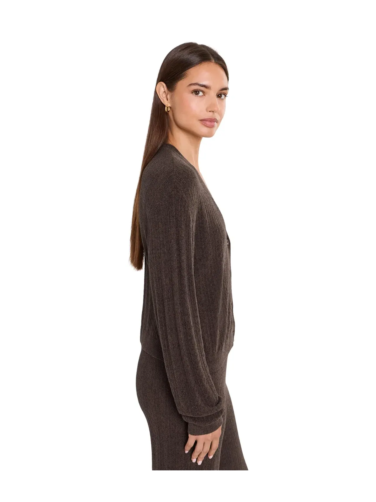 Кардиган Cozychic Ultra Lite Pointelle Barefoot Dreams — изображение 3 из 5, умбра