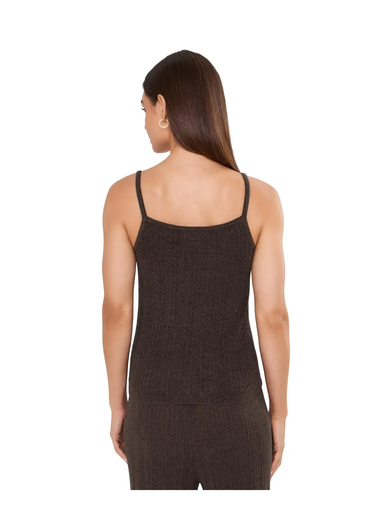 Топ-майка из ультралегкого трикотажа с узором Cozychic Ultra Lite Pointelle Tank Barefoot Dreams — изображение 4 из 5, умбра
