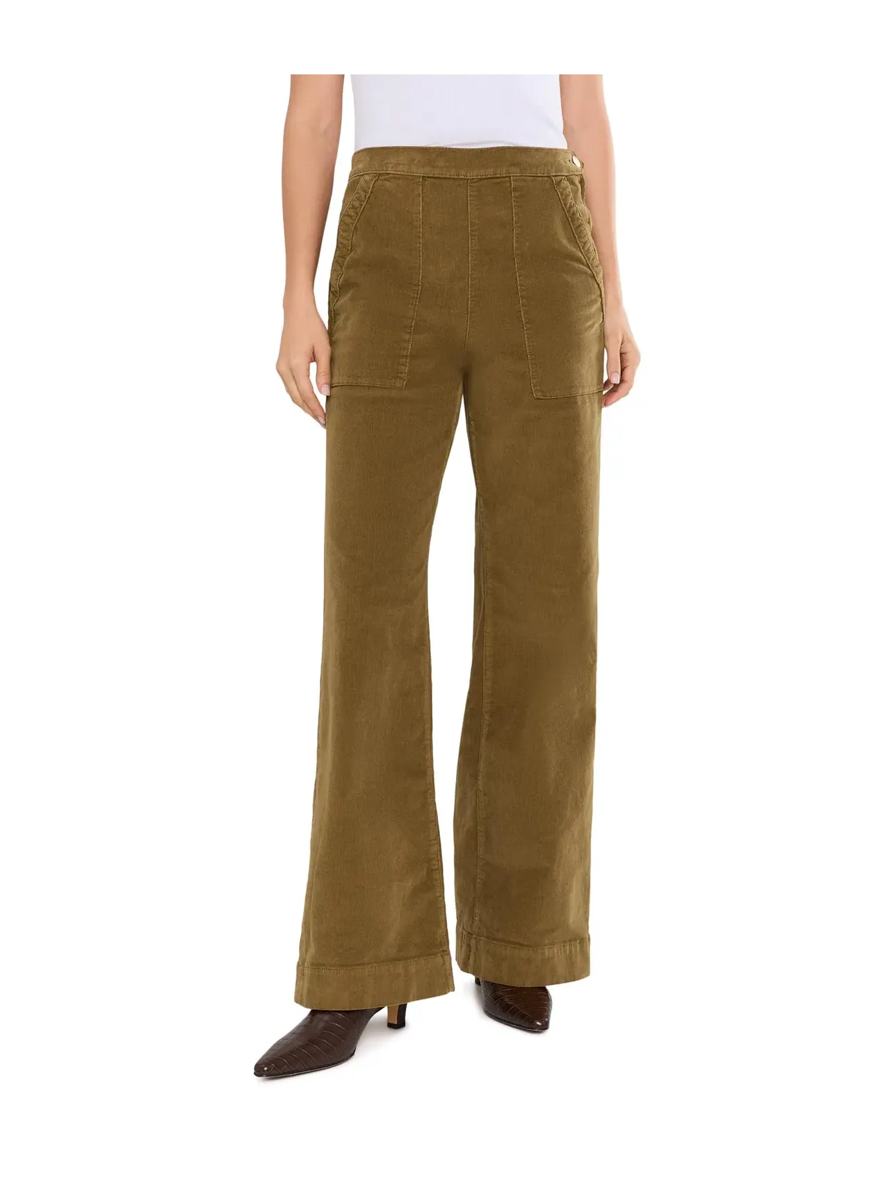 Джинсы широкие из вельвета на молнии сбоку The Corduroy Side Zip Wide Leg Joe'S Jeans — коричневый