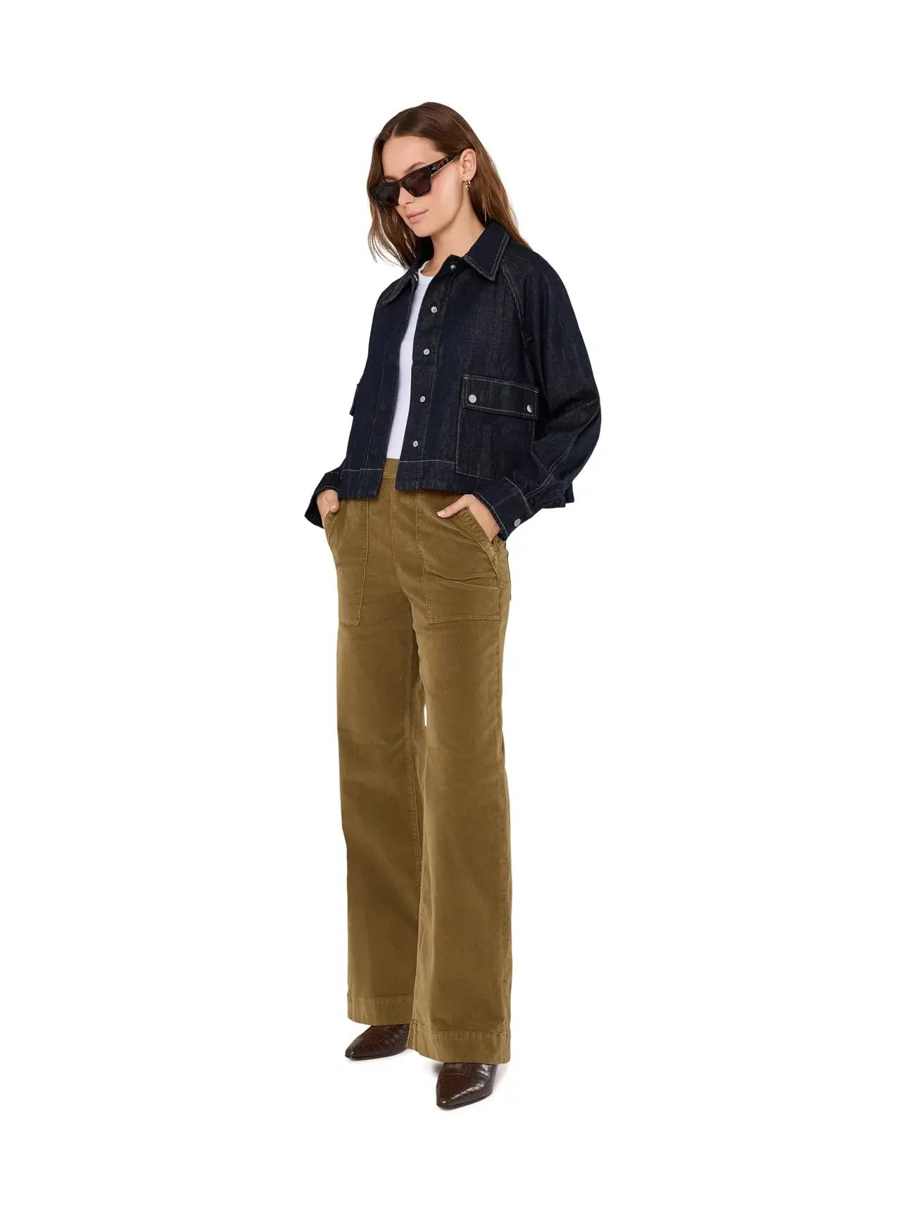 Джинсы широкие из вельвета на молнии сбоку The Corduroy Side Zip Wide Leg Joe'S Jeans — изображение 2 из 5, коричневый