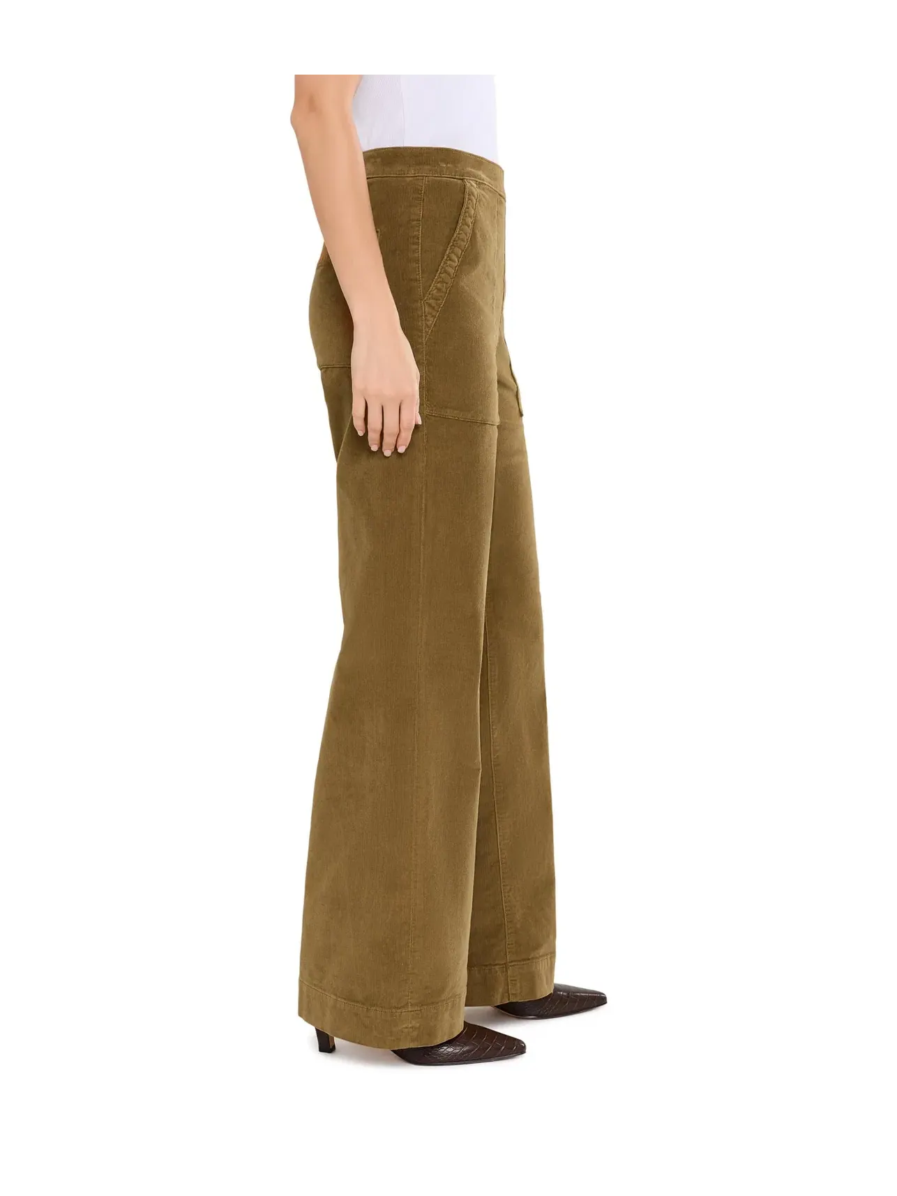 Джинсы широкие из вельвета на молнии сбоку The Corduroy Side Zip Wide Leg Joe'S Jeans — изображение 3 из 5, коричневый