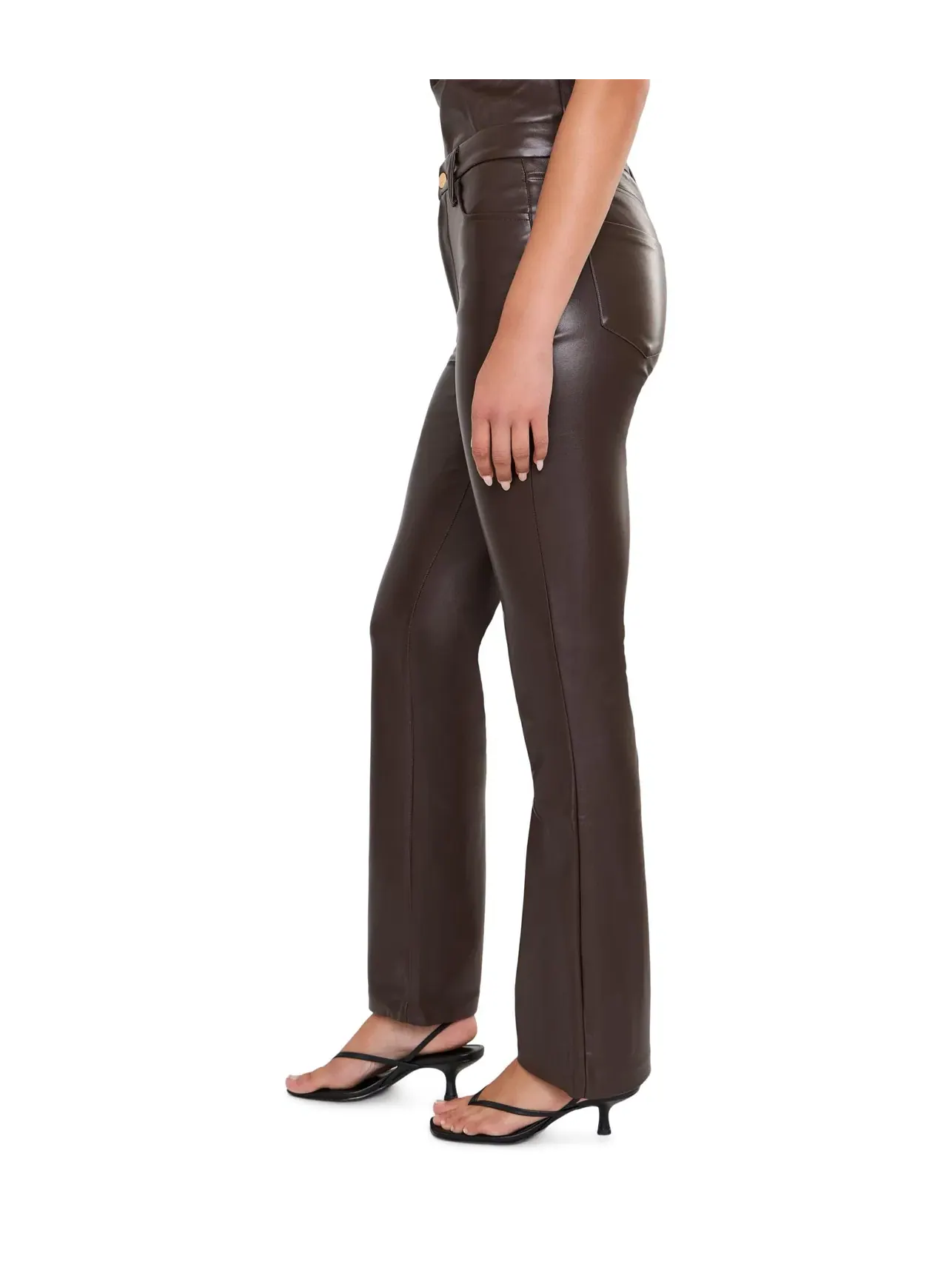Брюки клеш из кожи The Leather Hi Honey Bootcut Joe'S Jeans — изображение 3 из 5, коричневый