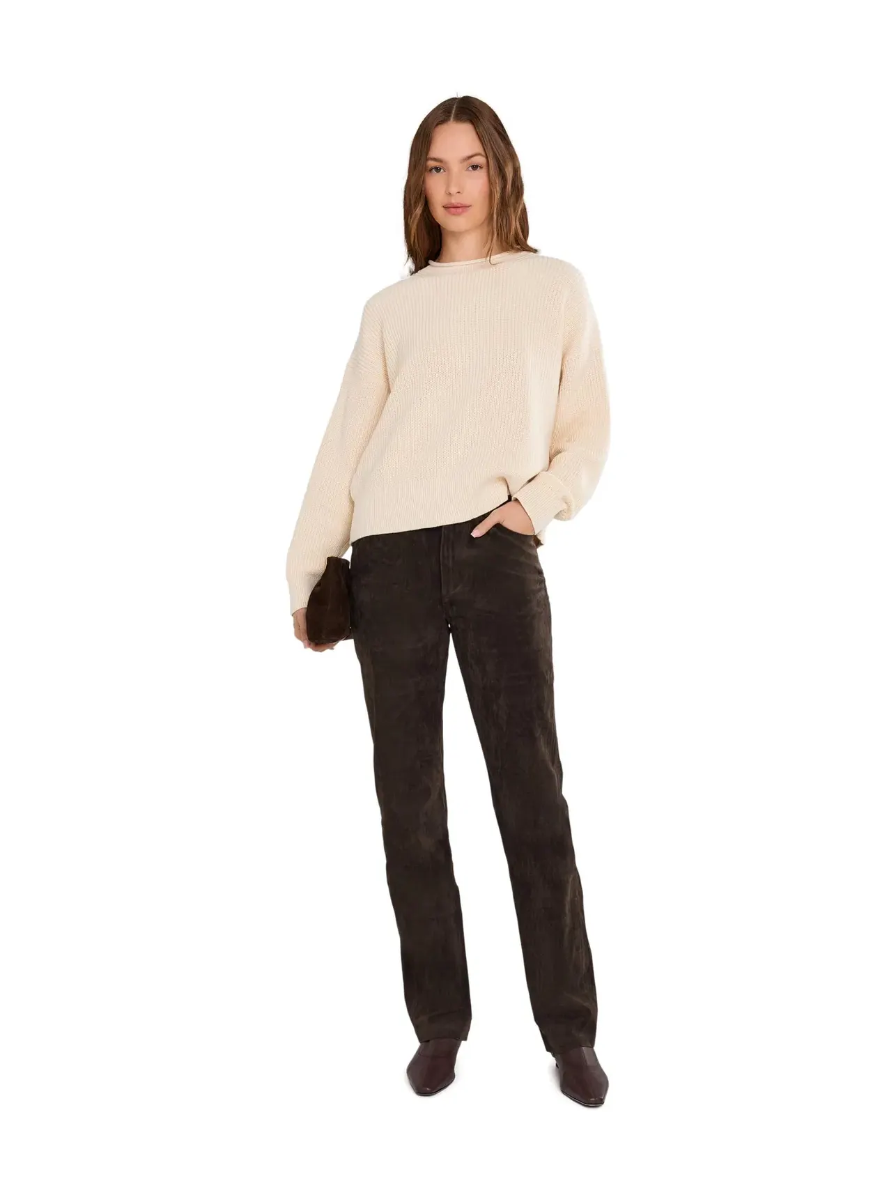 Джинсы зауженные из замши The Suede Margot Slim Joe'S Jeans — изображение 2 из 5, коричневый