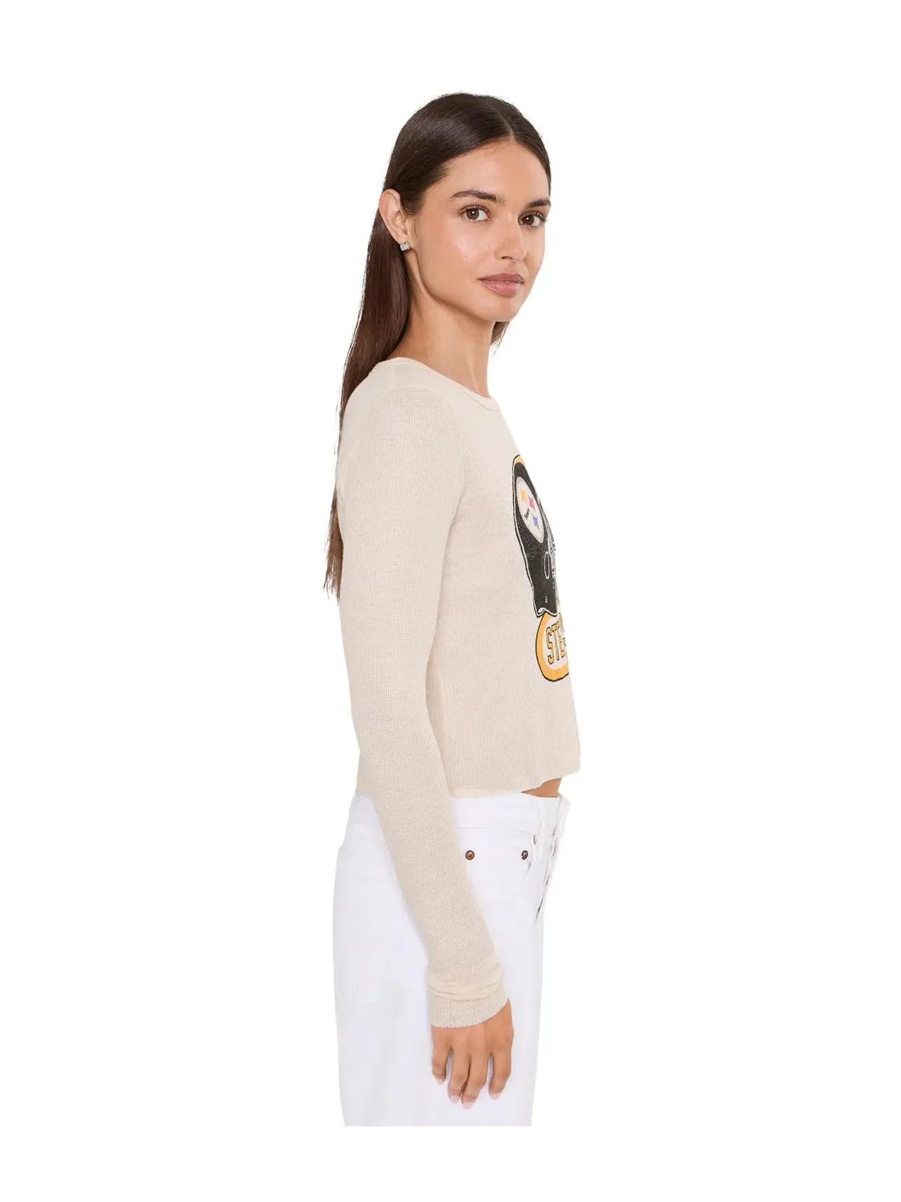 Термолонгслив с шлемом NFL Pittsburgh Steelers Helmet Crop Thermal Junk Food Clothing — изображение 3 из 5, березовый