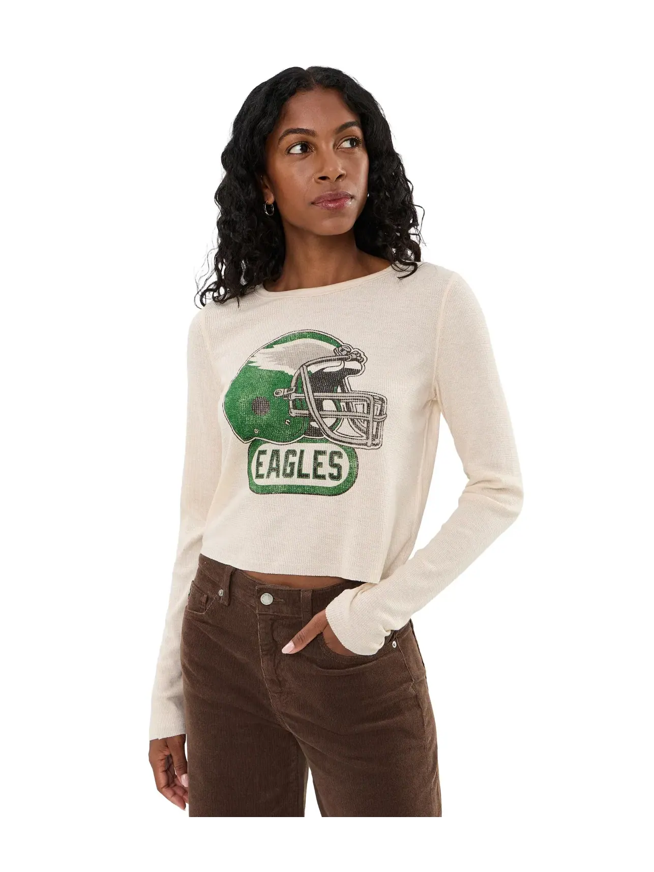 Термолонгслив с шлемом NFL Philadelphia Eagles Helmet Crop Thermal Junk Food Clothing — бежевый