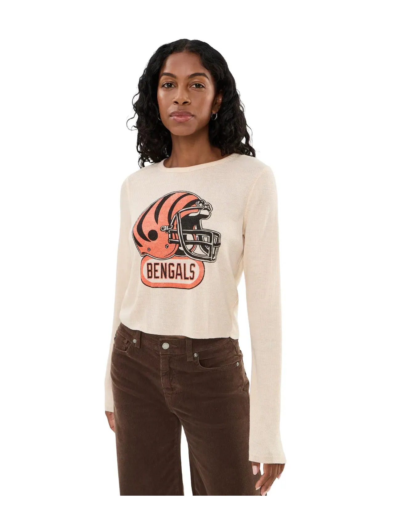 Термолонгслив с шлемом NFL Cincinnati Bengals Helmet Crop Thermal Junk Food Clothing — бежевый