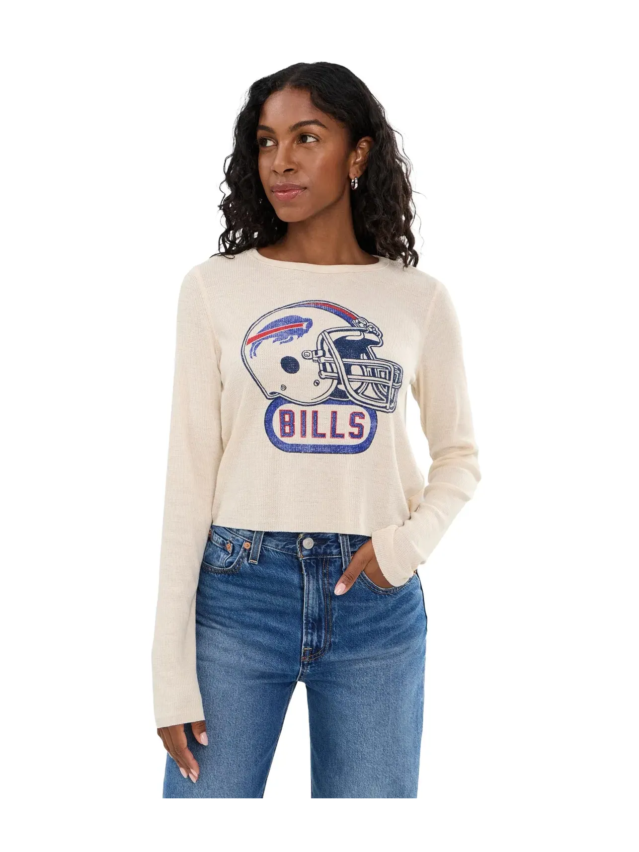 Термолонгслив с шлемом NFL Buffalo Bills Helmet Crop Thermal Junk Food Clothing — бежевый