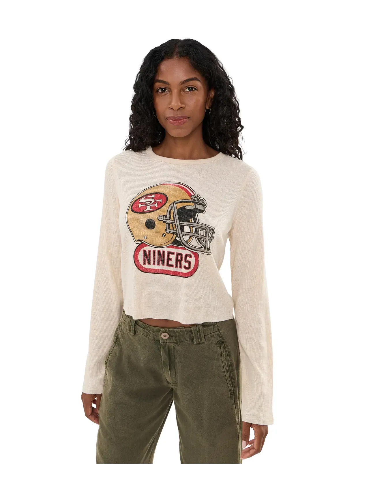 Термолонгслив с шлемом NFL San Francisco 49ers Helmet Crop Thermal Junk Food Clothing — бежевый