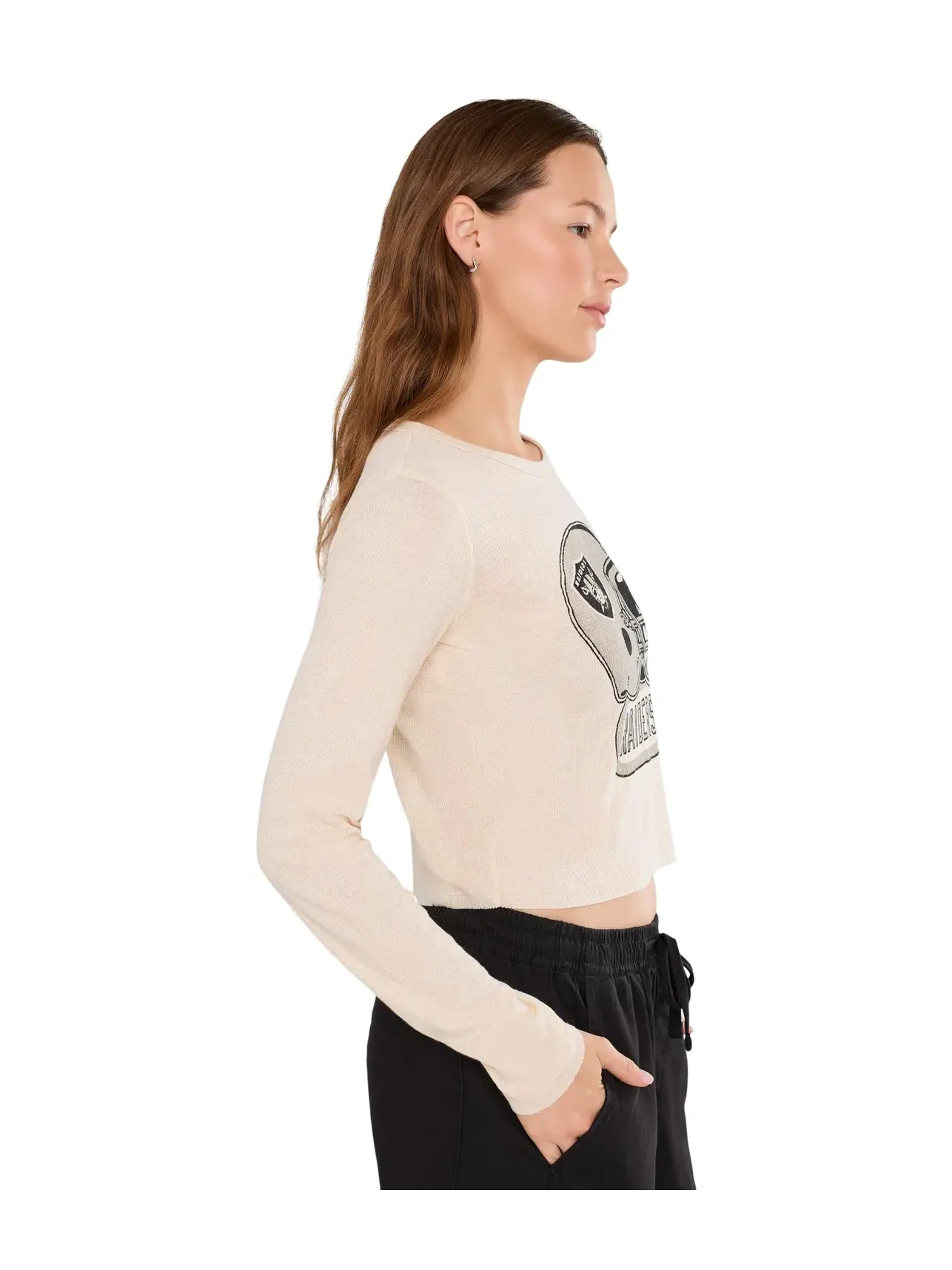 Термолонгслив с шлемом NFL Las Vegas Raiders Helmet Crop Thermal Junk Food Clothing — изображение 3 из 5, березовый