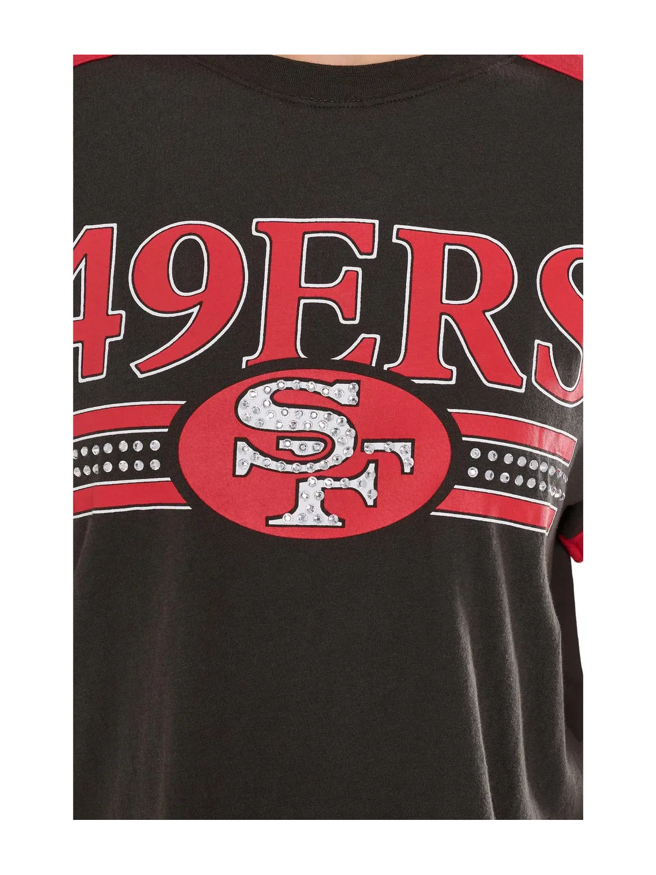 Укороченная футболка с блестками в полоску NFL San Francisco 49ers Junk Food Clothing — изображение 5 из 5, черный