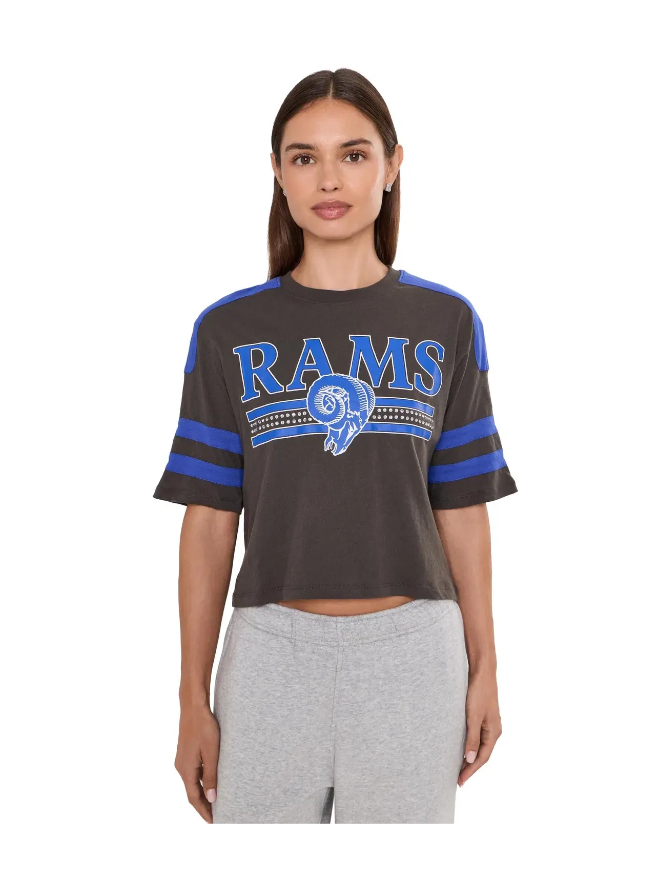 Футболка NFL Los Angeles Rams в полоску с блестками Junk Food Clothing — черный