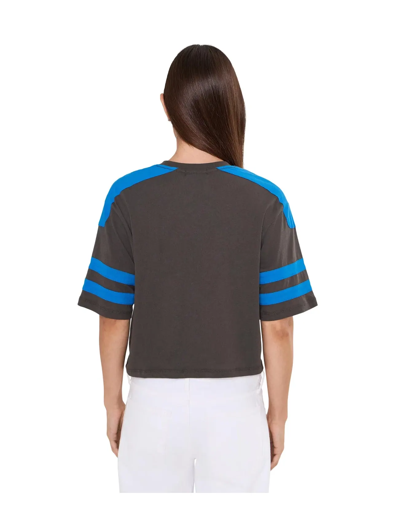 Укороченная футболка с блестками в полоску NFL Detroit Lions Junk Food Clothing — изображение 4 из 5, черный