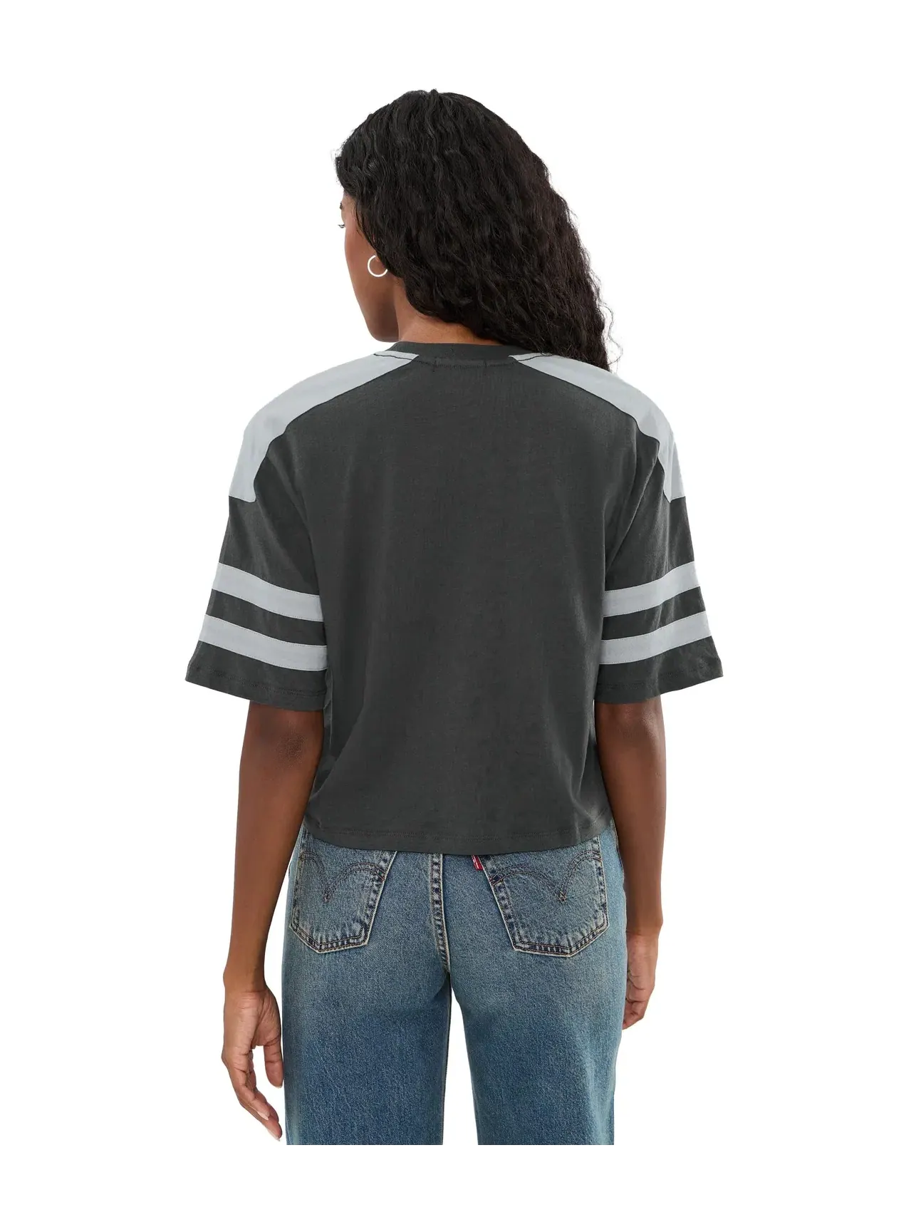 Укороченная футболка с блестками в полоску NFL Las Vegas Raiders Junk Food Clothing — изображение 4 из 5, черный