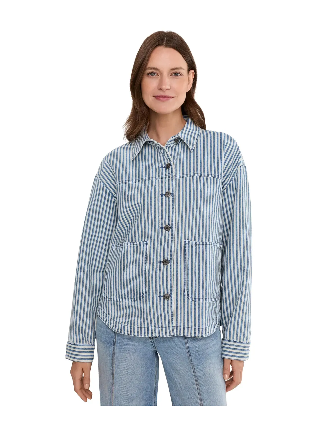 Джинсовая куртка Ellie Stripe Kut From The Kloth — изображение 1 из 5, индиго/белый