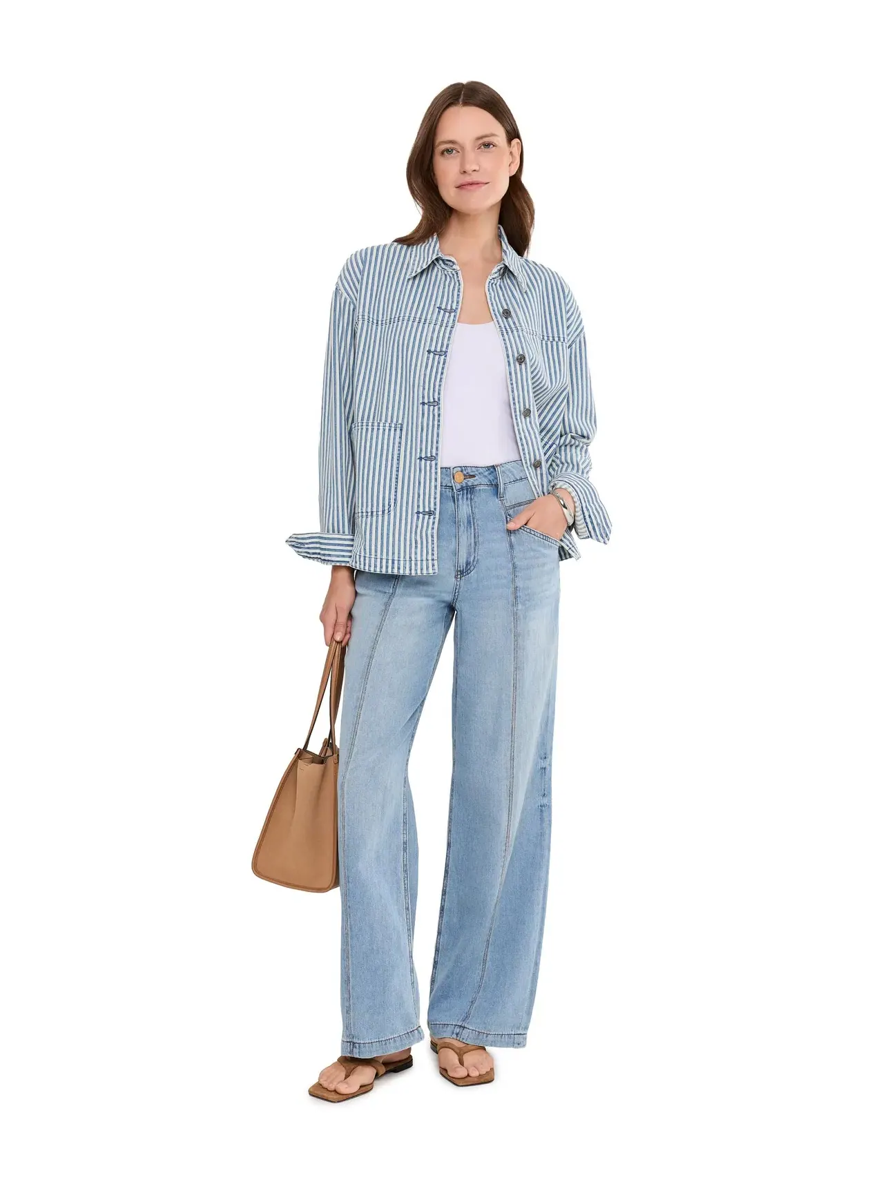 Джинсовая куртка Ellie Stripe Kut From The Kloth — изображение 2 из 5, индиго/белый