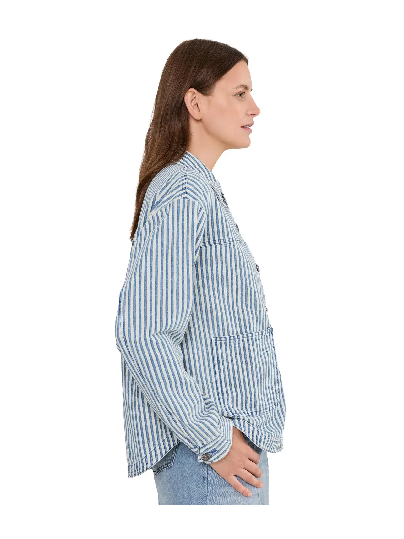 Джинсовая куртка Ellie Stripe Kut From The Kloth — изображение 3 из 5, индиго/белый