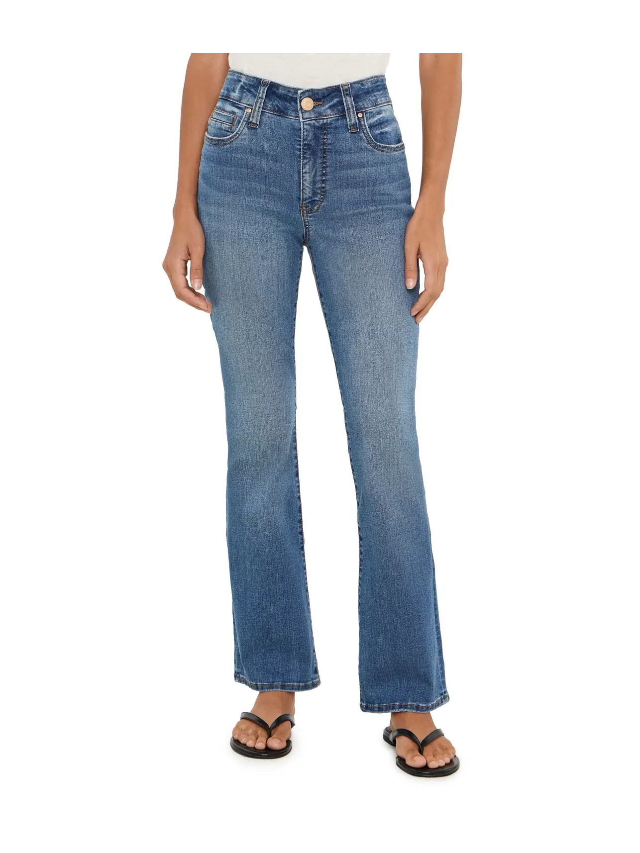 Джинсы-ботинок с завышенной посадкой Petite Natalie High-Rise Fab AB Bootcut in Interactive Kut From The Kloth, интерактивный