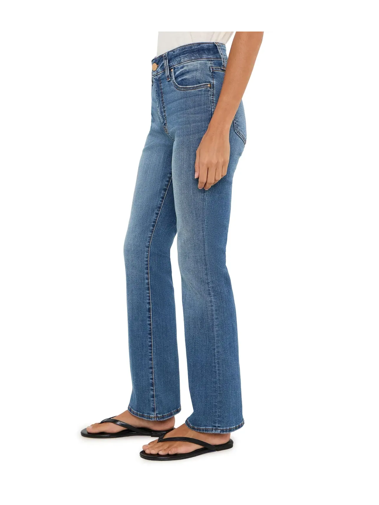 Джинсы-ботинок с завышенной посадкой Petite Natalie High-Rise Fab AB Bootcut in Interactive Kut From The Kloth, интерактивный