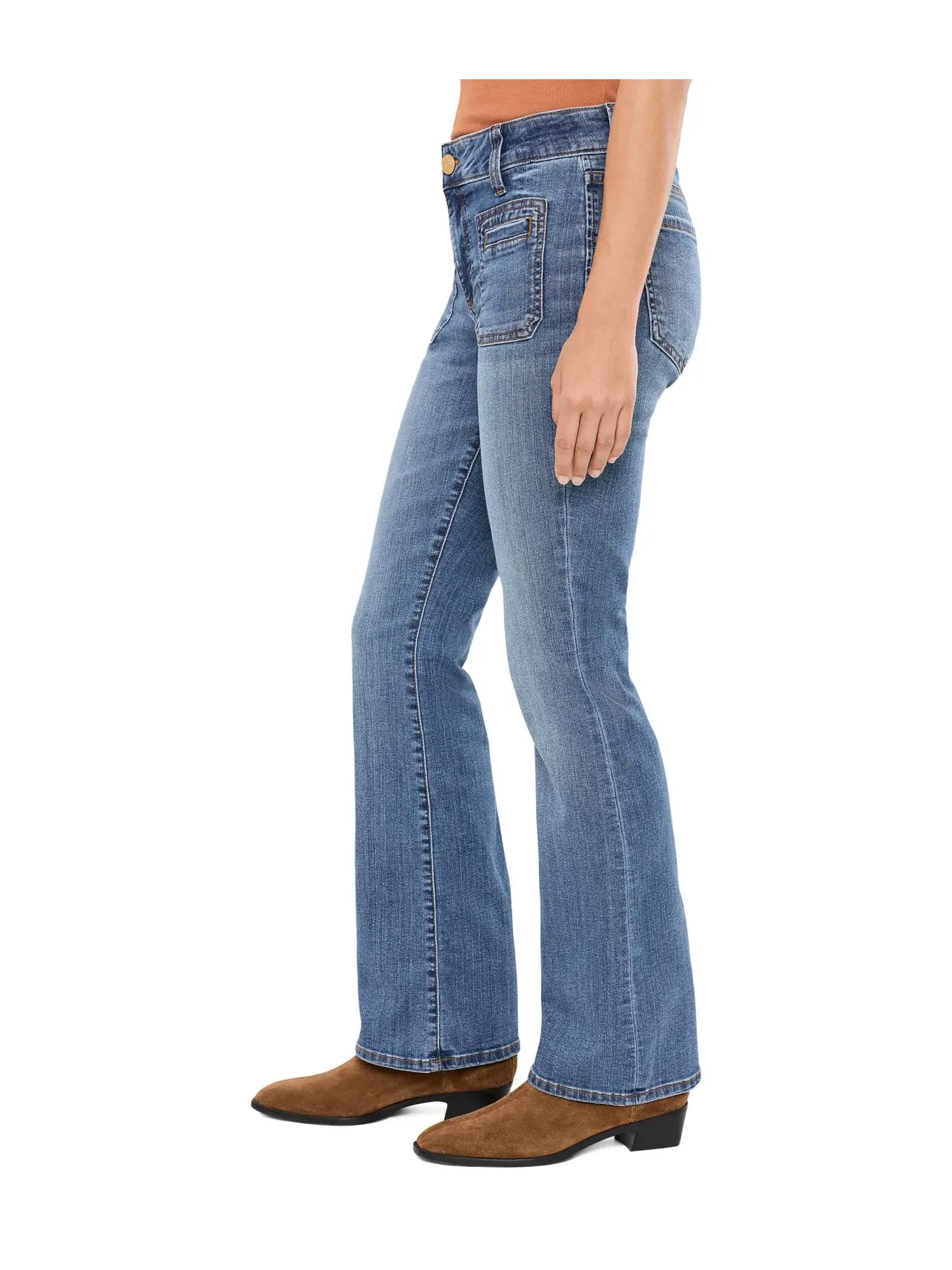 Джинсы-клеш Petite Natalie Bootcut in Interactive Kut From The Kloth — изображение 3 из 5, интерактивный