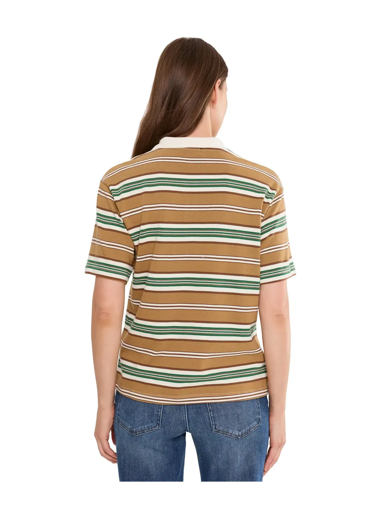 Поло трикотажное в полоску с коротким рукавом Livvy Stripe Knit Polo Short Kut From The Kloth — изображение 4 из 5
