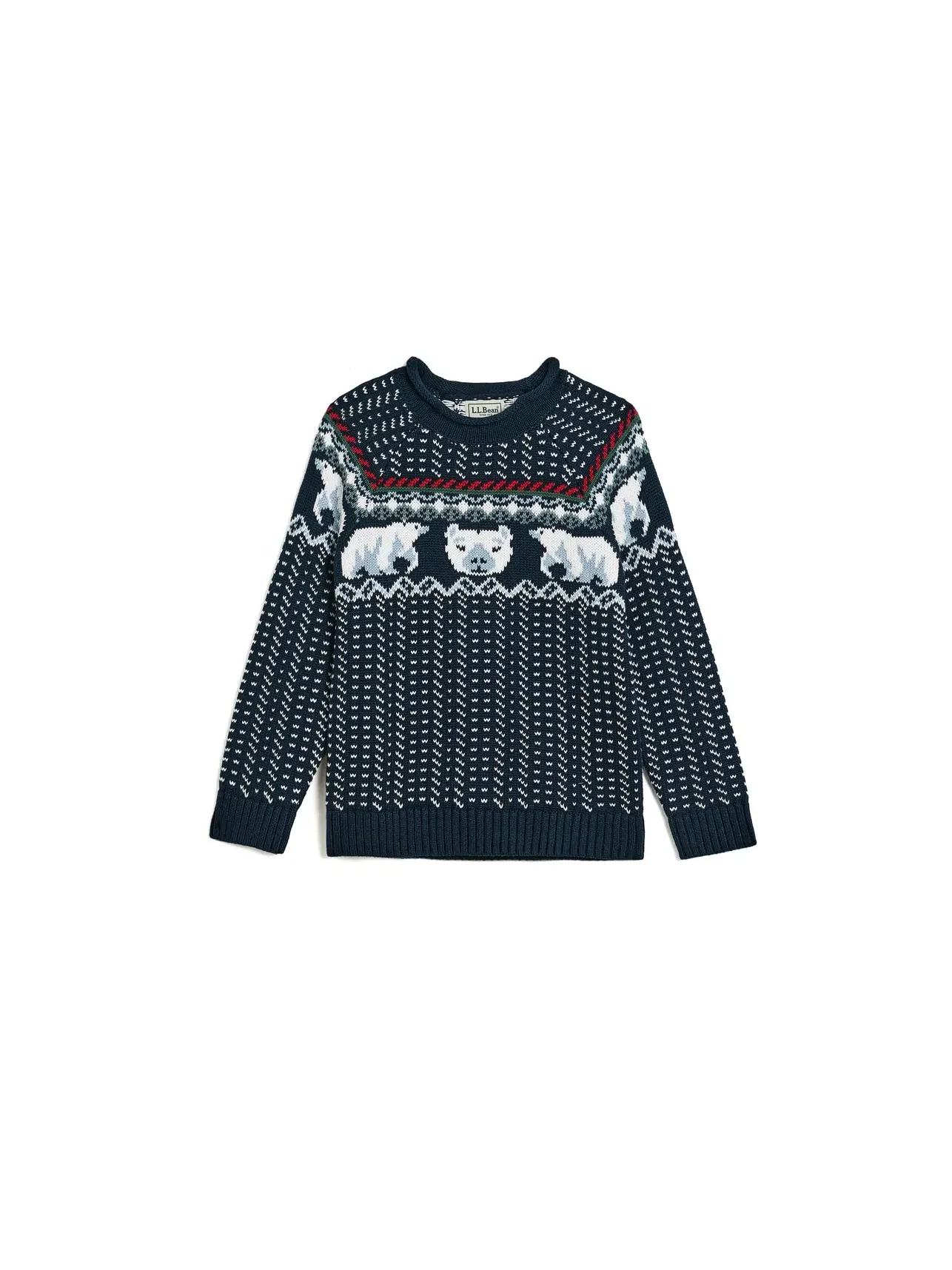 Хлопковый свитер с высоким воротником (для детей постарше) L.L.Bean Kids — изображение 1 из 3, классический темно-синий