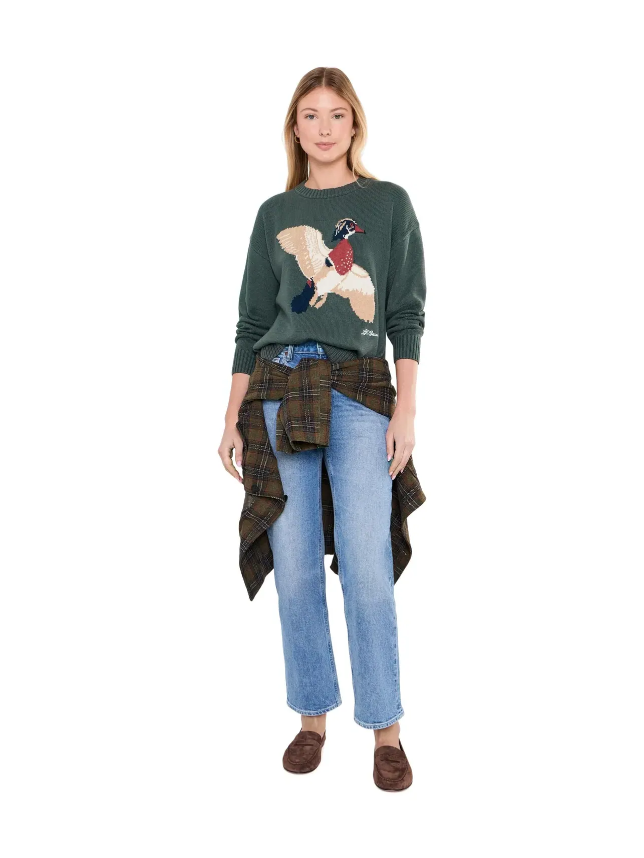Оригинальный свитер с круглым вырезом и двойной буквой L. L.L.Bean — изображение 2 из 5, зеленый