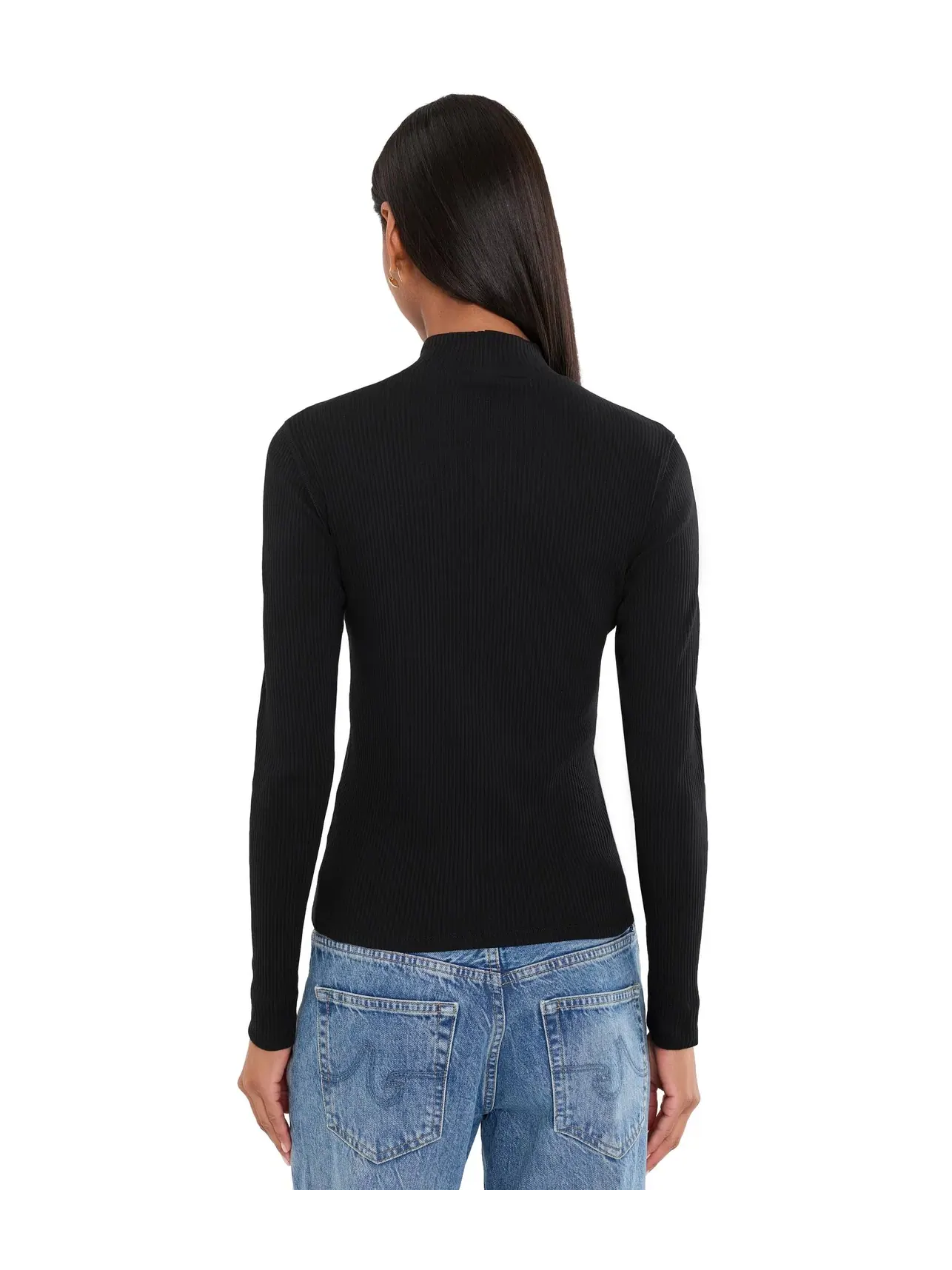 Лонгслив в рубчик с высоким воротом Ribbed Long Sleeve Mock Lilla P — изображение 4 из 5, черный