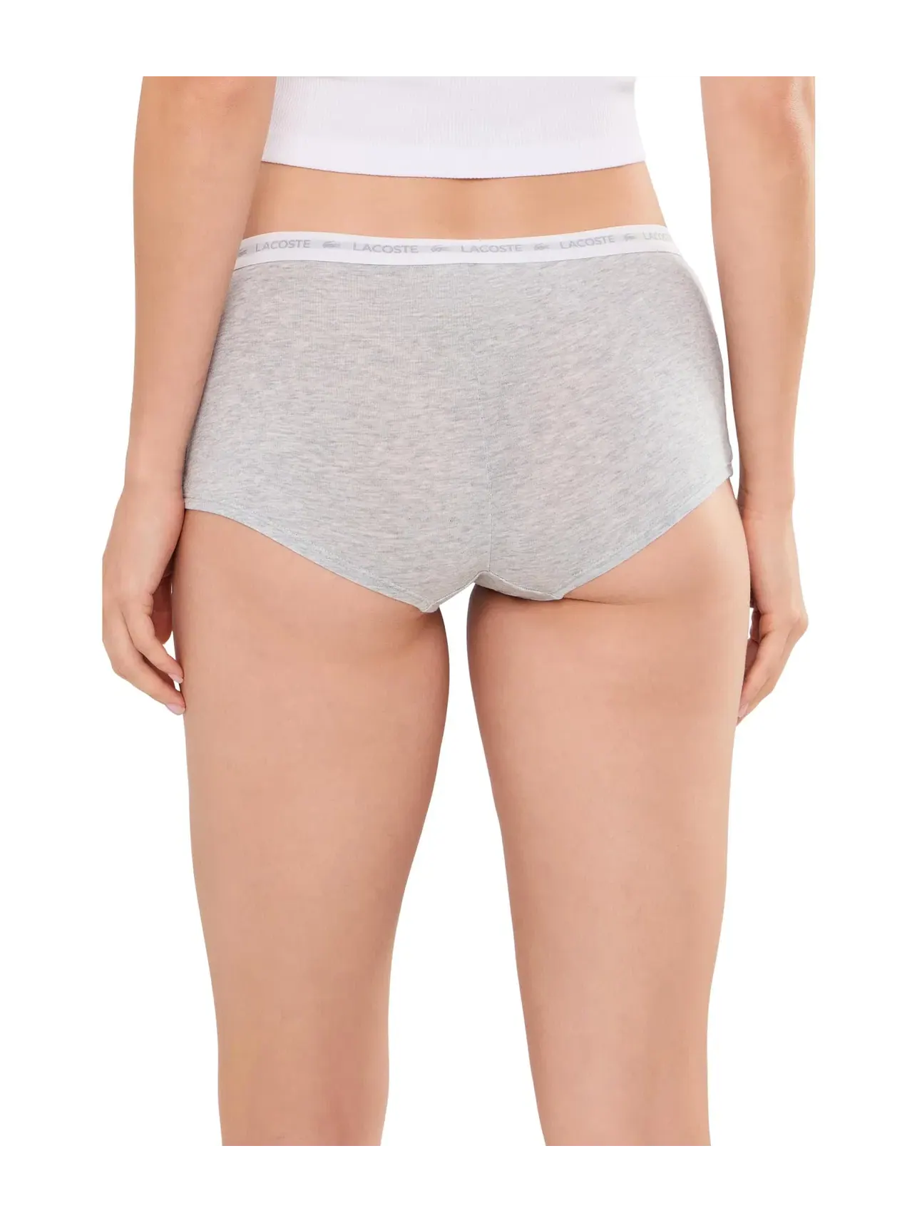 Хлопковые шорты-слипы со стрейчем Cotton Stretch Boyshorts Lacoste — изображение 2 из 3, черный/белый/серебристый