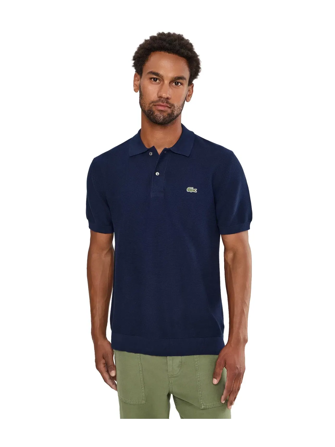 Классическая вязаная рубашка-поло Lacoste — изображение 1 из 5, темно-синий