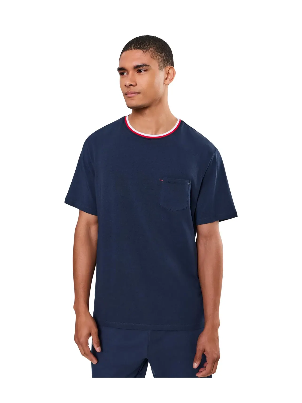 Пижамная майка с контрастным вырезом Lacoste — изображение 1 из 5, темно-синий
