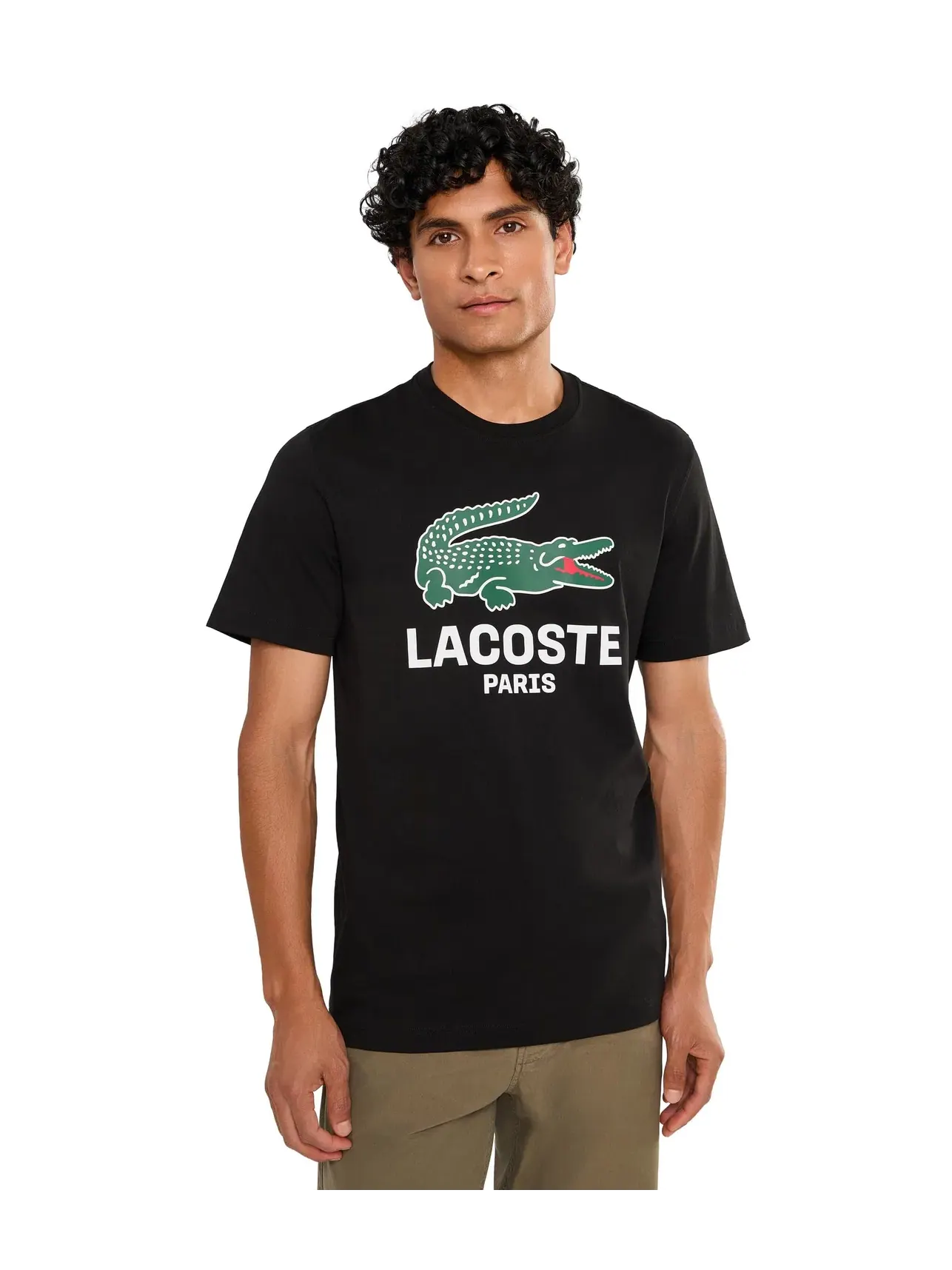 Хлопковая футболка с принтом Lacoste — изображение 1 из 5, черный